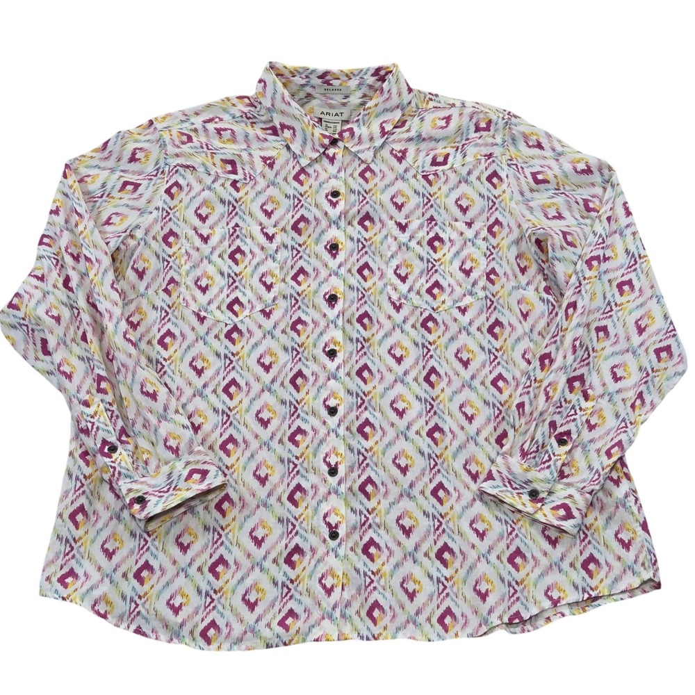 Ariat Women's REAL‎ Billie Jean LS Womens XXL Relaxed Fit Diamond Print